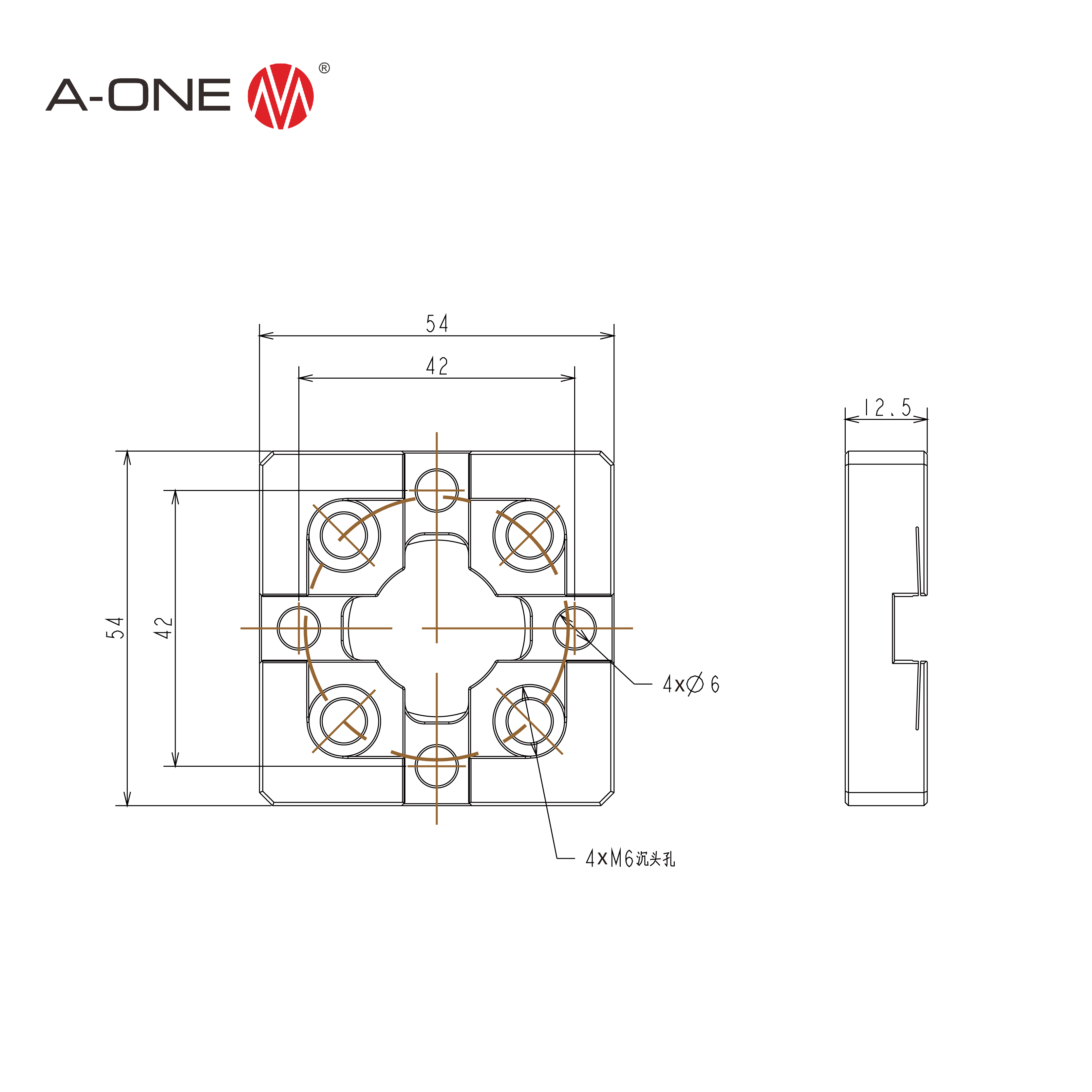 R 54 Tấm định tâm 54*54 mm 3A-400108