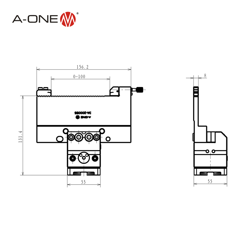  Loại R điều chỉnh phẳng Vise 3A -200128